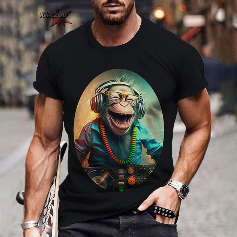 Men's T-Shirt 3D Hip-Hop Monkey Print Tees Fashion Animal 3D Print Men Clothing Summer Street Top Tee Short Sleeve T-Shirt Tops