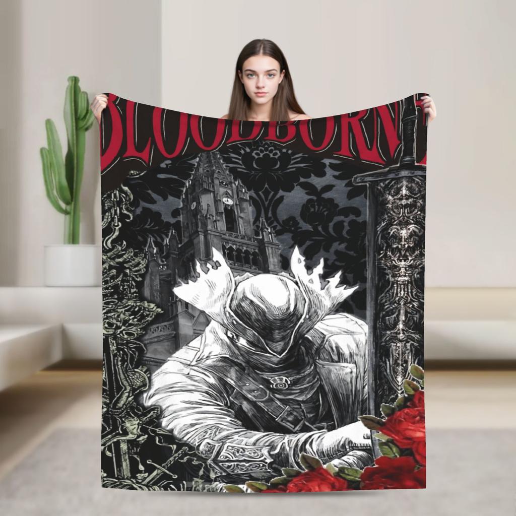 Bloodborne Dark Souls Decke Warm Weich Bedruckte Plüschdecke für Mädchen Jungen Sofa Stuhl Flanell Tagesdecke Bettbezug