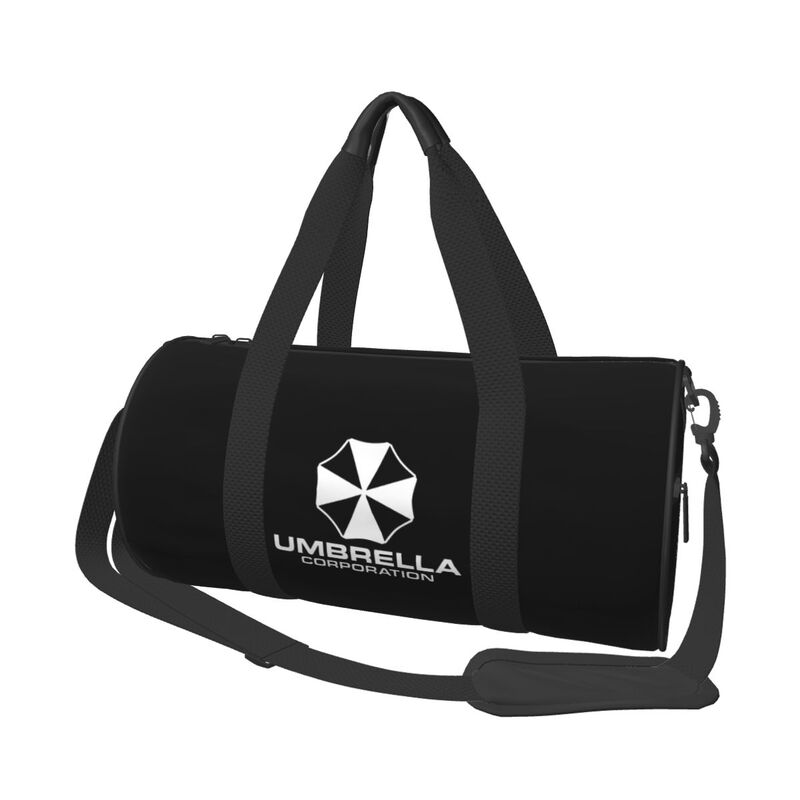 Umbrella Corporation Print Round Travel Duffel Bag Waterproof Durable Sports Gym Fitness Bag with Shoe Compartment Wet Pocket