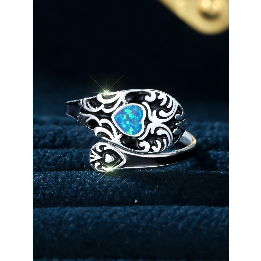 

Европейское и американское кольцо с камнем любви в ретро-стиле, с персонализированной простотой и открытием Open Adjustable