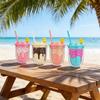 Cute Ice Cream Straw Cup Creative Double Layer Plastic Water Bottle With Crushed Ice Decor Portable Tumbler For Girls Kids Gift
