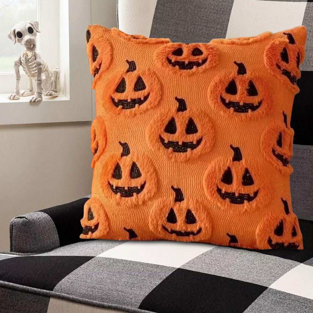 Halloween Ghost Pumpkin Pillowcase Washable Soft Pillow Case Comfortable Throw Pillow Cover for Couch Sofa Bedroom Home Decor