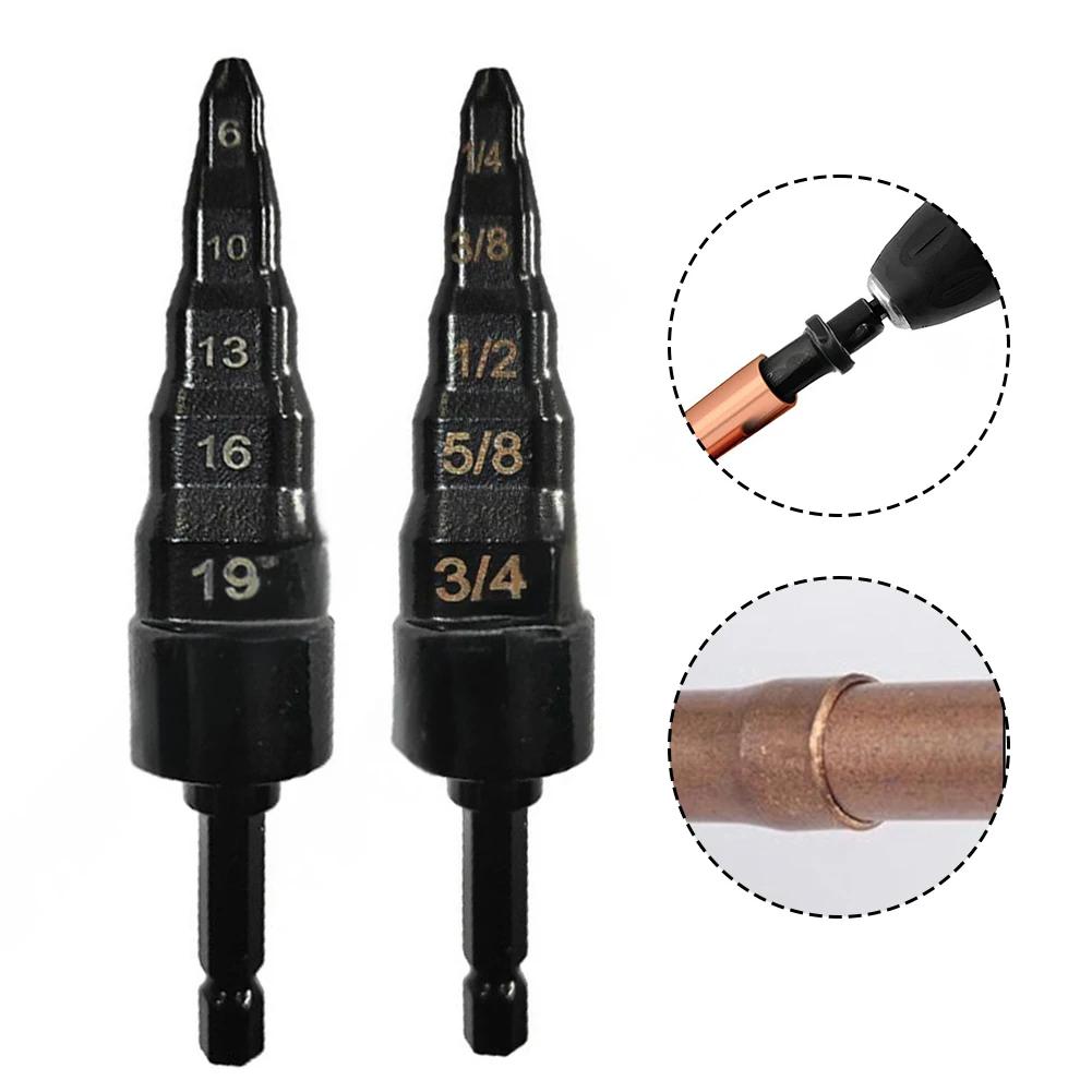 2pcs Copper Pipe Swaging Tools for AC Systems with Graduated Steps Covering 6 10 13 16 19 mm and 1/4 3/8 1/2 5/8 3/4 Inch Sizes