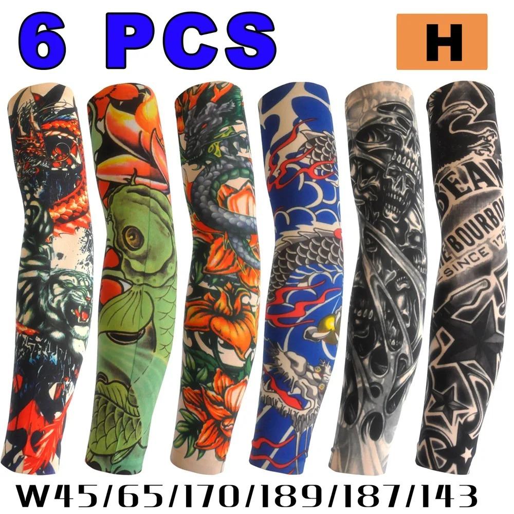 6 PCS Tattoo Sleeve for Men Women Anti-Sunburn Sleeve Elastic Outdoor Nightclub Cycling Arm Cover Party Cycling Tattoo Sleeve