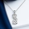 Aqua Blue Pink White Zircon Small Cat Pendant Cute Animal Necklaces For Women Trendy Silver Color Chain Necklace Wedding Jewelry