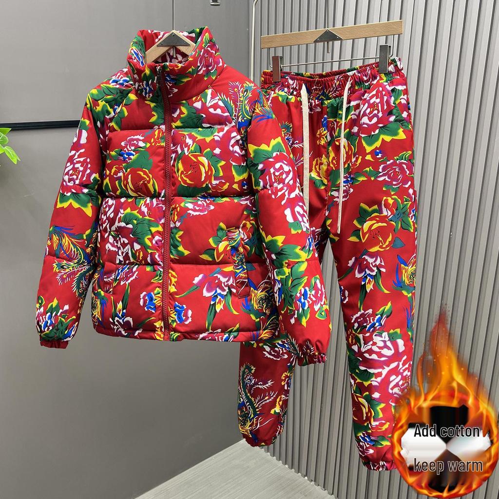 Influencer Winter Style: Peony Floral Thick Cotton Quilt Set & Jacket