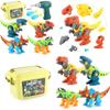 Boys' Dinosaur Building Blocks Set With Electric Drill Abs Material Enhances Emotional Visual And Intellectual Development
