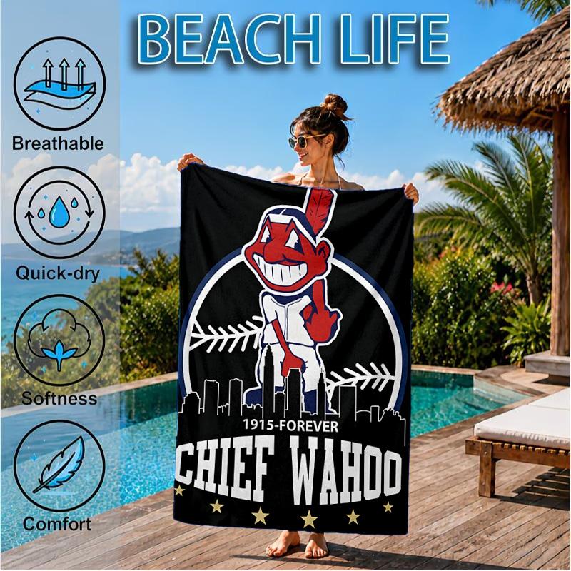Cleveland Chief Symbol Beach Towel, Microfiber Beach Towel, Perfect For Pool, Beach, Travel, Home Decor Beach Party Fan Gifts