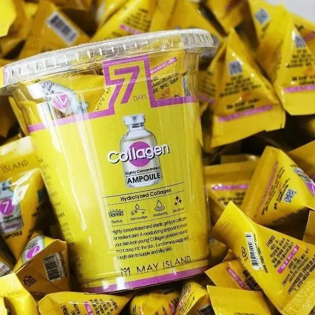 A Set of Intensive Moisturizing Ampoules with Collagen 7 Days Highly Concentrated Collagen Ampoule May Island 3х12