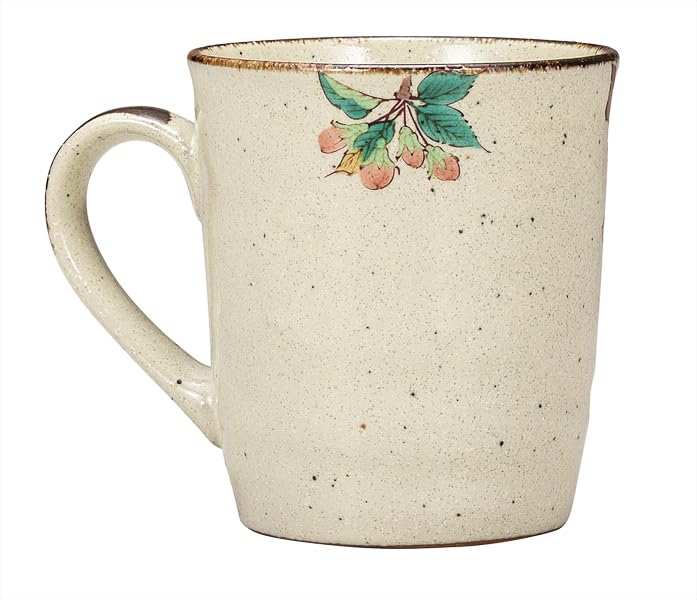 Kutani ware Iwataya mug, colored enamel flower and bird design K9-902