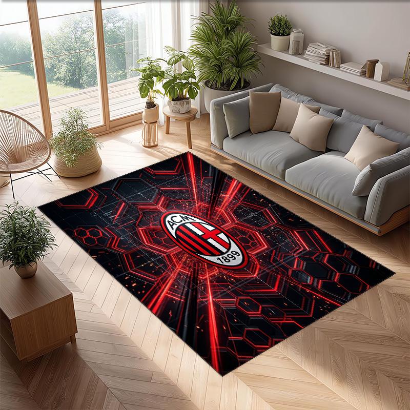 AC Milan Printed Flannel Area Rug Non Slip Soft Polyester Floor Carpet Indoor Decor Mat for Bedroom Living Room Sofa Game Room Home Decoration