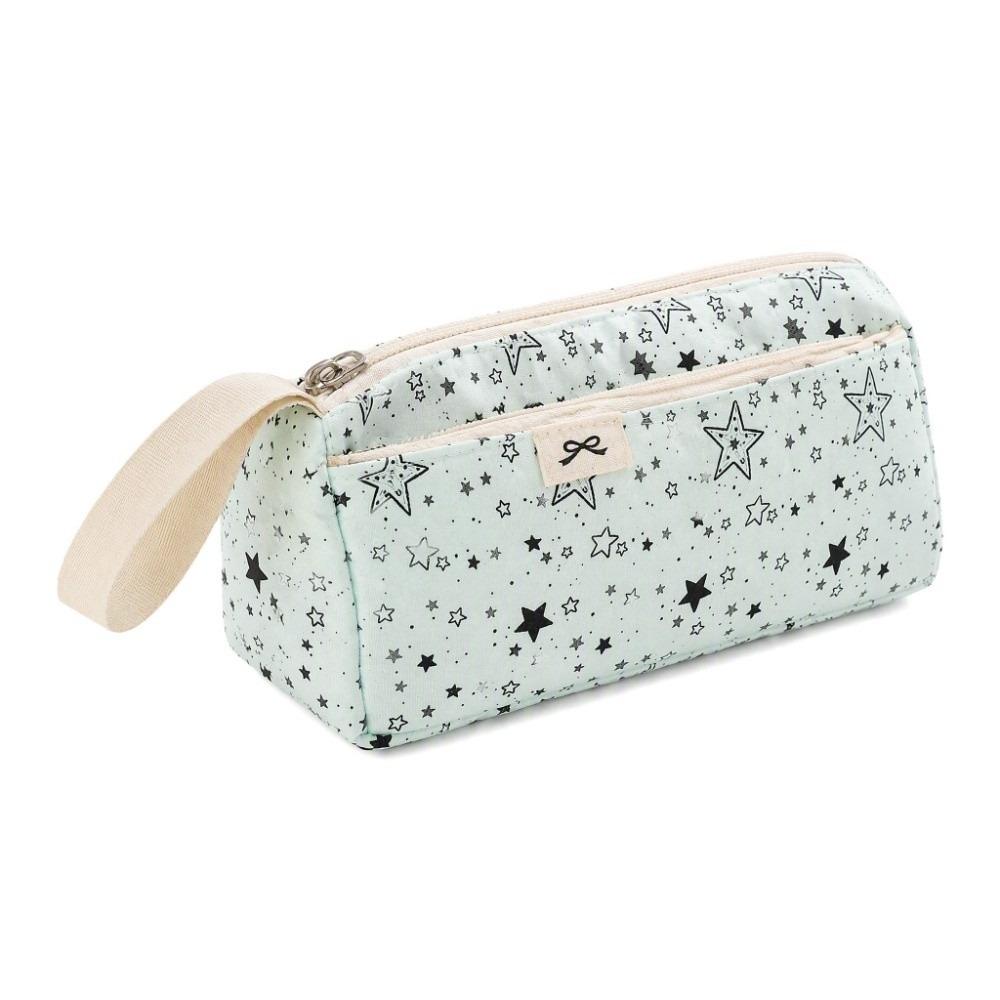 Star Print Pen Bag Large Capacity Pencil Pouch Multi-functional Stationery Bag Students