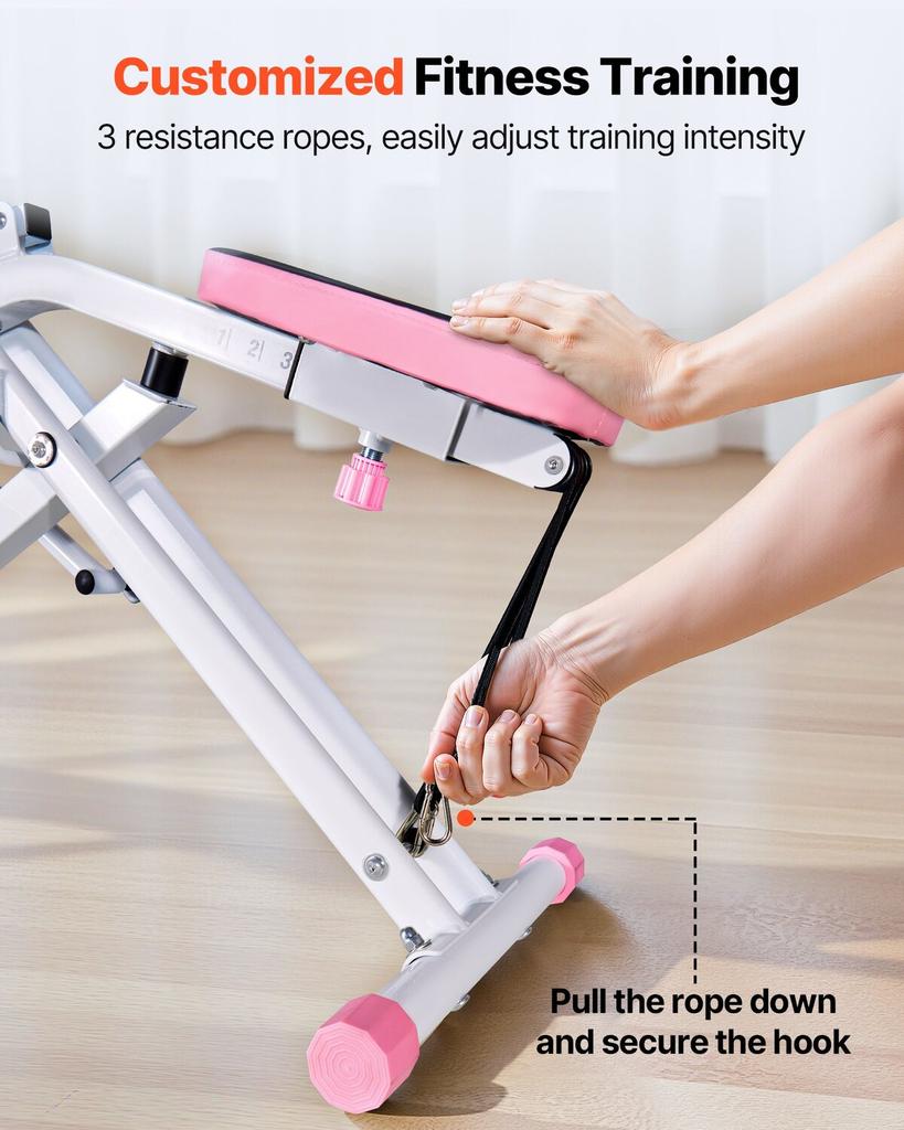 Squat Machine, Deep Squat Rowing Machine for Home, Easy Setup & Foldable Exercise Equipment, Glute Trainer Machine with 3 High-Strength Resistance