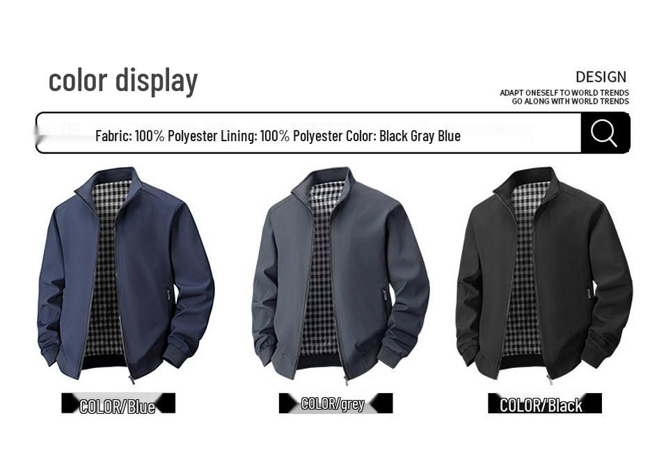 Plus Size Men's Business Stand-up Collar Casual Jacket for Autumn and Winter