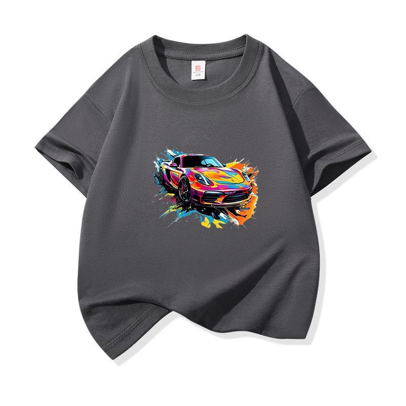 Graffiti Sports Car Graphic Tee Kids 100 Cotton Crew Neck Muticolor T Shirt Short Sleeve Breathable Top For Boys Girls Children