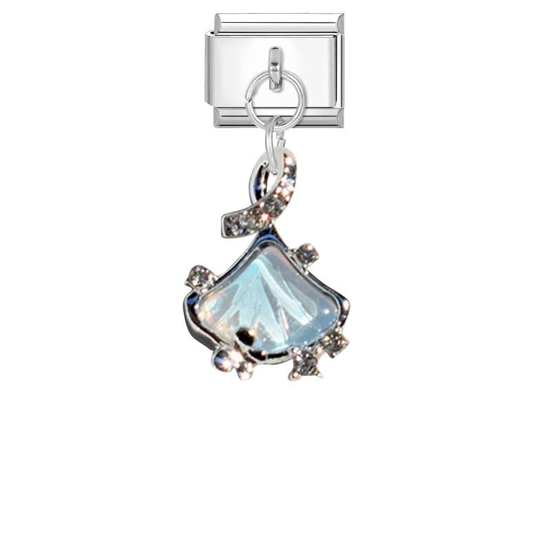 New Shiny Bow Knot Butterfly Moon Star Zircon Pendant Italian Charm Link Fit 9MM Bracelet Stainless Steel Women Men DIY Making