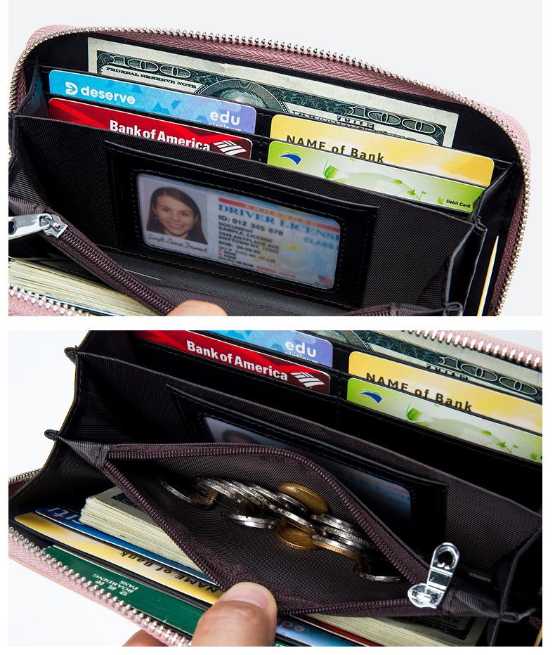 Damski portfel długi akordeonowy z prawdziwej skóry z ochroną RFID