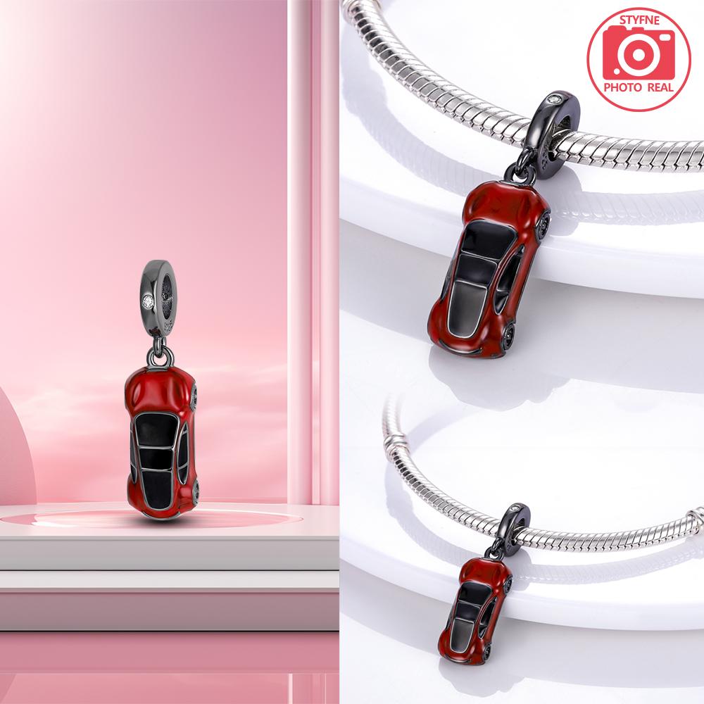 Copper Pink Car Beads Charm Bracelets For Women Fit Pendant Charms Beads For Fine Jewelry Making Gift