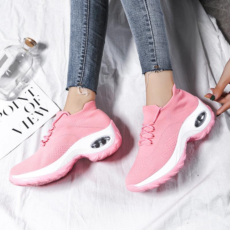 Women's Shoes Casual Sneakers Women's Flying Weaving Casual Running Shoes Socks Shoes Rockers