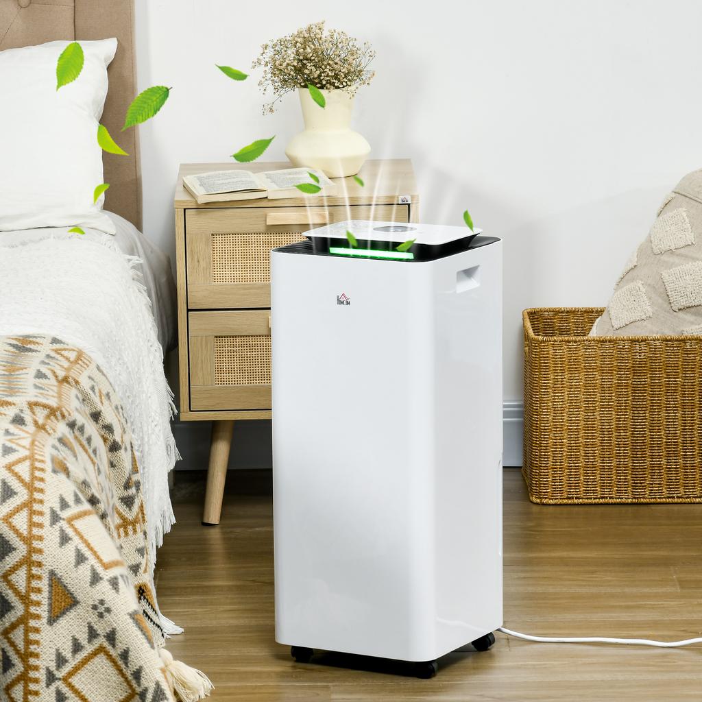 3500mL Portable Dehumidifier with Air Purifier, 24H Timer, 5 Modes, 16L/Day, for Home Laundry, White