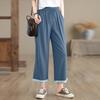 ZANZEA Womens Summer Loose Casual Drawstring Cropped Pants