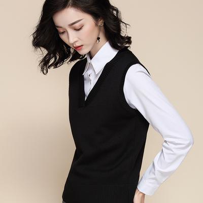 Autumn and Winter Large Size Knitted Vest Women's Loose Pullover V-neck Sweater Vest Vest Fat Mm Thin and Thin Loose