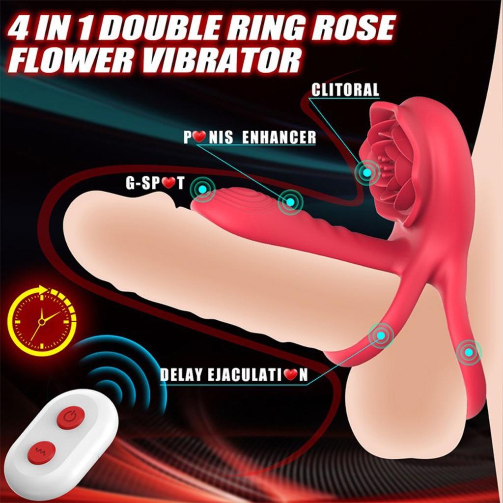 Adult Toys, Delay Rings For Men And Women, Couples' Delay Rings, Vibrating Rose-shaped Ring And Clamp.