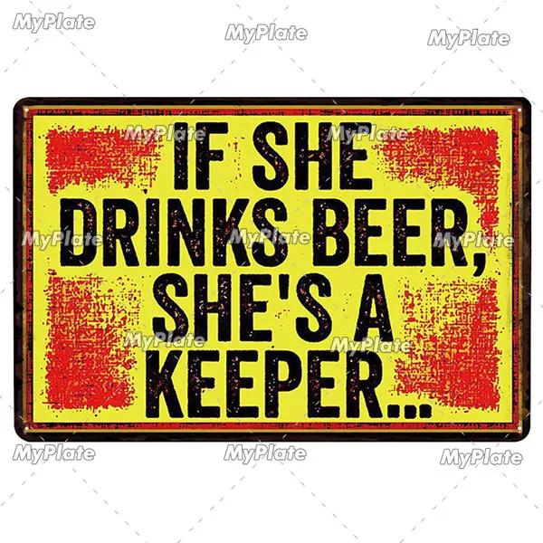 Letrero de Metal creativo para cerveza, placa Vintage, placa de letrero de lata para cerveza fría, decoración de pared para Bar, Club, hombre, arte rupestre, póster personalizado