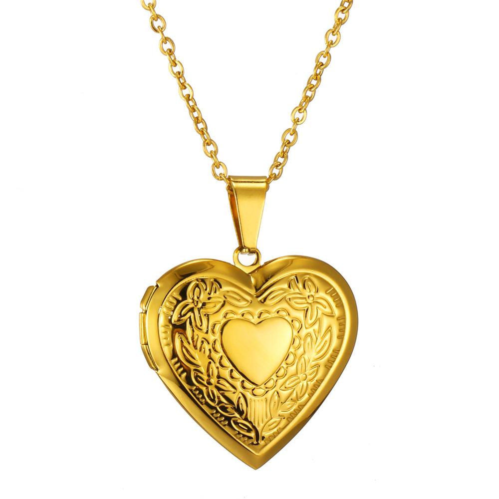 Romantischer Herz-Medaillon-Anhänger zum Öffnen Weiblich Silberfarben Edelstahl Foto-Rahmen Charm Halskette für Frauen Männer Schmuck Geschenk