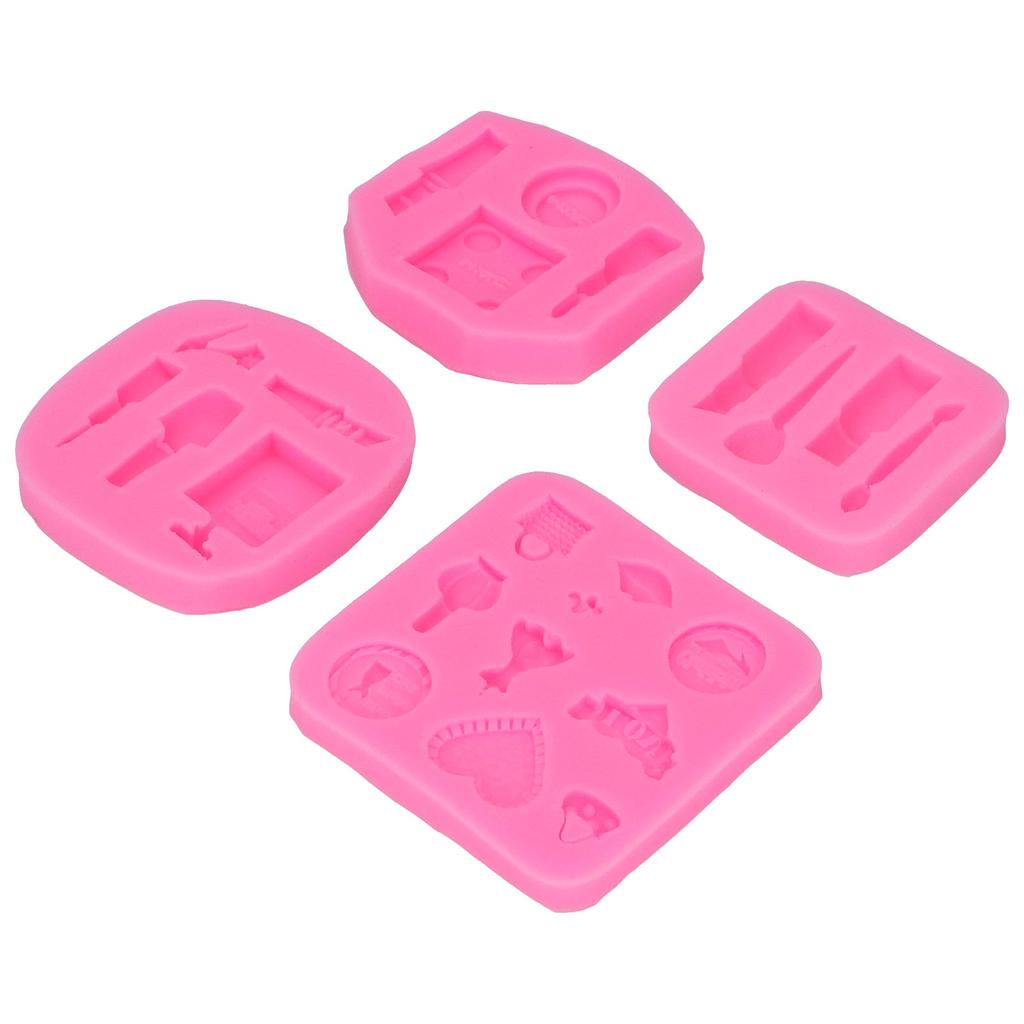 4Pcs Makeup Tools Silicone Molds Food Grade Nonstick Silicone Durable Soft Odorless Fondant Molds