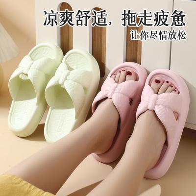 Summer Cool Slippers Women's Bow Ev Home Non-slip Soft Bottom Thickened Silent Cool Slippers Women