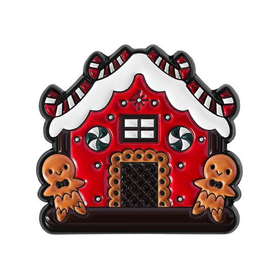 Yousheng Brooch Pin, Gingerbread Man Design Lapel Pin, Enamel Glaze Bright Color Badge with Standard Safety Pin, Christmas Colors Festive Accessory