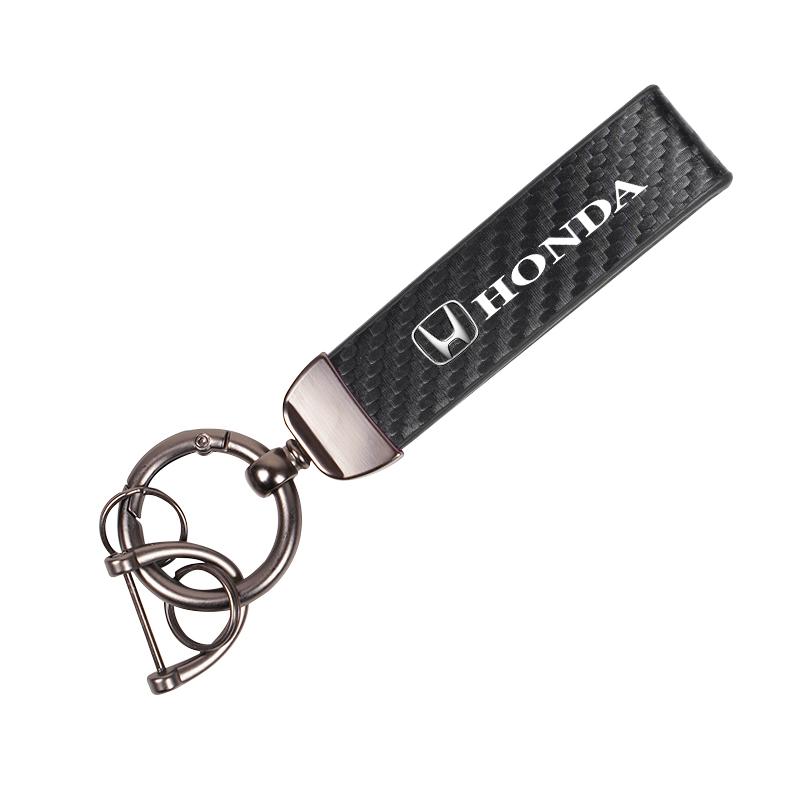 Carbon Fiber Leather Keyrings Car Keychain Accessories For Honda Civic FIT Accord Prelude CRV 5th City CRZ CRX Jazz HRV Pilot TO0
