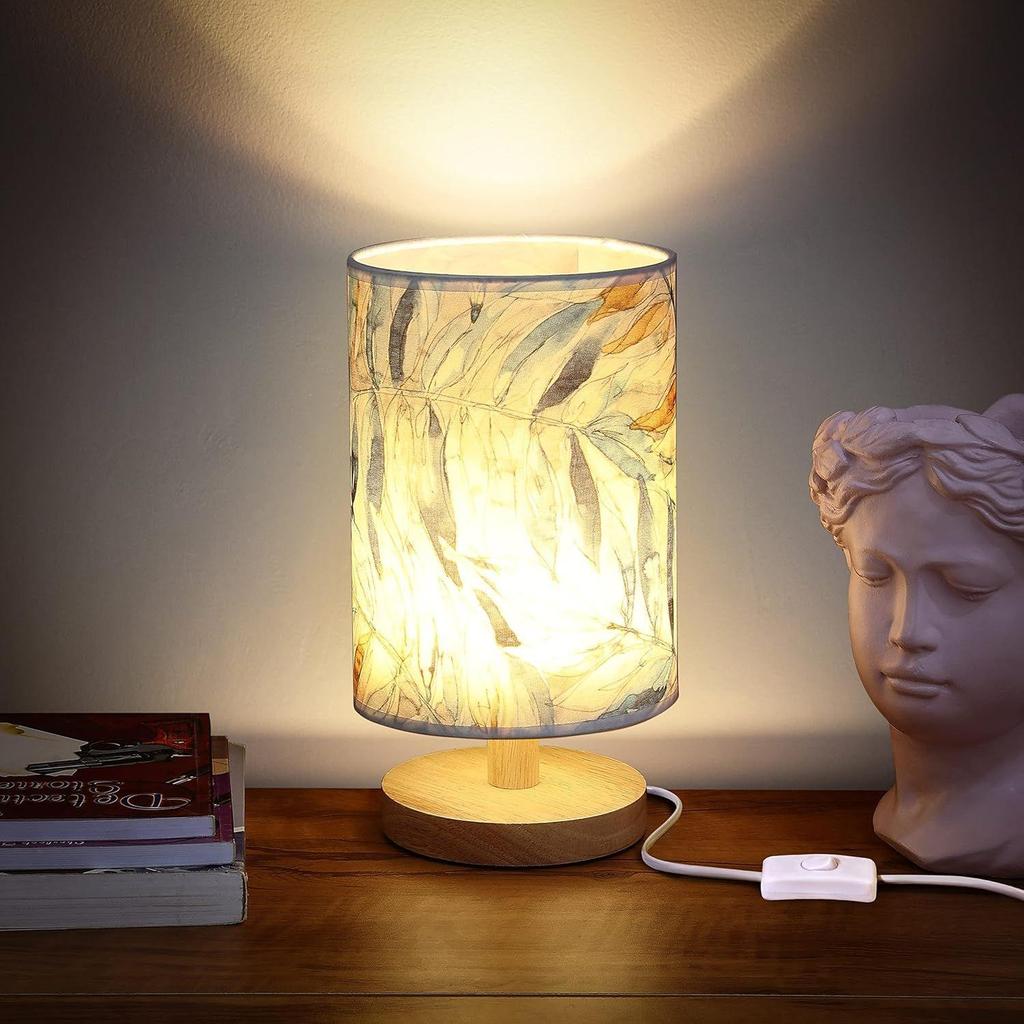 LED Table Lamp- Bedside Side Table with Wooden Base for Night Reading,Bed Room,Living Room,Home & Decor