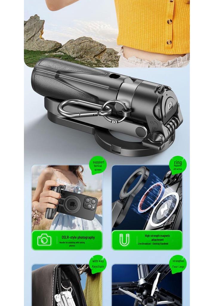 Bastone selfie magnetico transfrontaliero 2025 P15C: Strumento Portatile Mini per Fotografia e Live Streaming