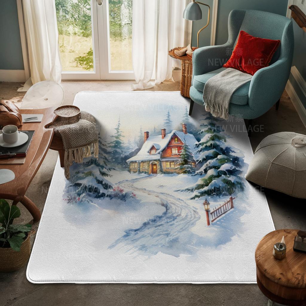 House Entrance Carpet Home Door Mat Living Room Bath Foot Bathroom Non-slip Water Absorption Rugs Bath Merry Christmas Winter