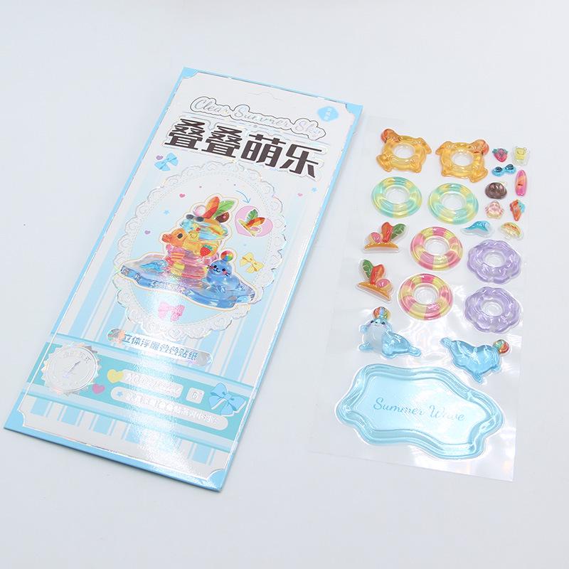 3D Stacking Game: Cute Embossed Stickers & Crystal Desktop Ornaments