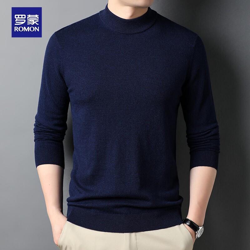 Romon Men s 100% Wool Half-High Collar Pullover L