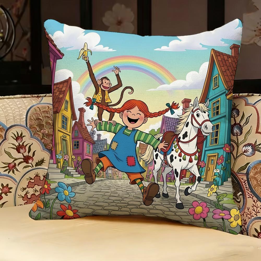 PPippi LLongstocking ANIME Pillow Case Pillowcase Doublesided Printed Sofa Cushion Bedroom Headboard Pillow
