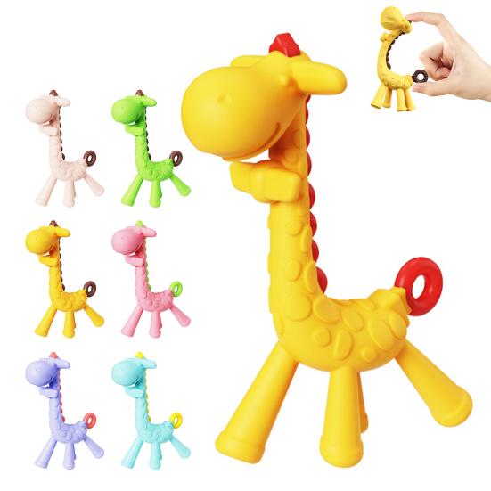 Baby Teether Toy Giraffe Teething for Infants, Food-Grade Silicone Chew Stick Gum Relief, Deciduous Teeth Eruption Relief BPA-Free 0-12