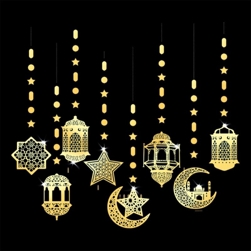

8Pieces Eid Holiday Hanging Decoration Ornaments Pendants for Home and Office Card Paper Hanging Pendant