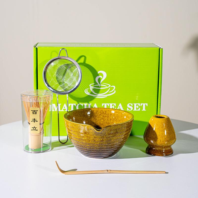 

5PC Matcha Set Matcha Kit Matcha Accessories Matcha Whisk Set Handcrafted Bowl Tea Ceremony Ceremonial Gift Box For Tea lover Five-piece Set