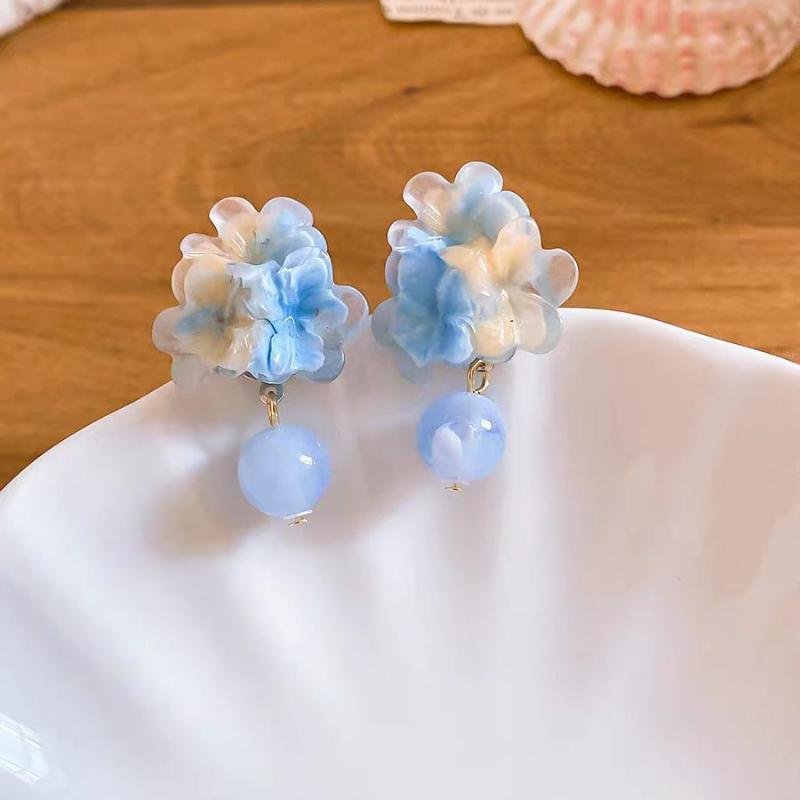 Resin Flower Tassel Drop Earrings Sweet Cute 1 Pair Non-irritating Ear Jewelry for Girls Beach Travel Daily Outfits