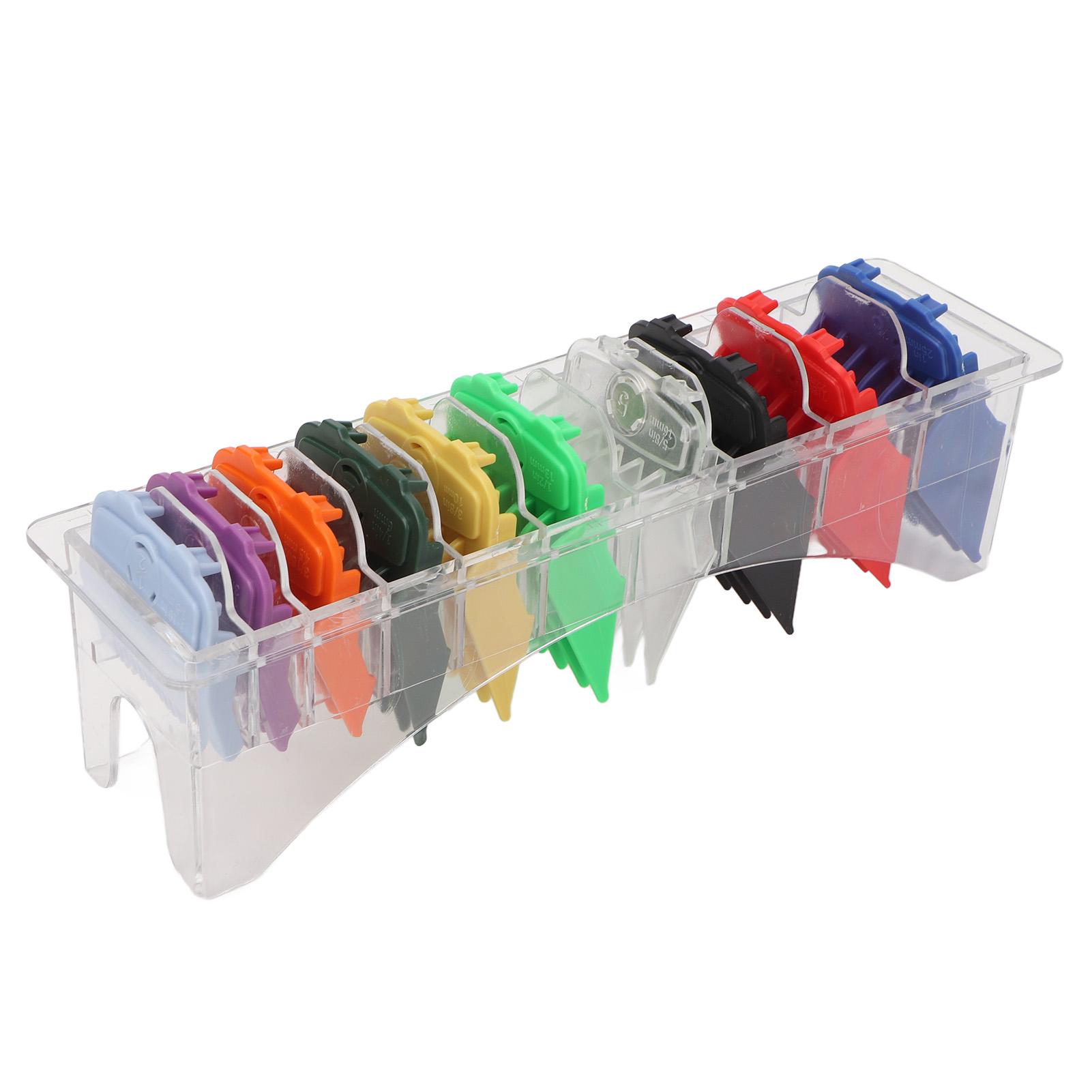 

10 шт., направляющие для машинки для стрижки волос, цветные закругленные зубья, портативные защитные приспособления для машинки для стрижки волос для парикмахера