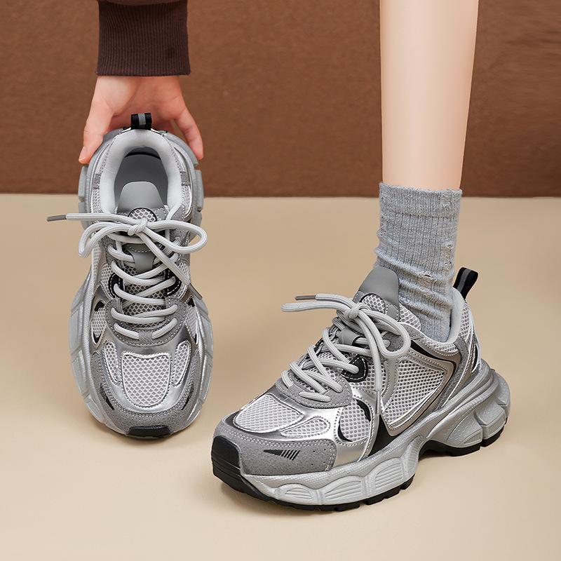 Augusteng mesh dad shoes girl 2025 new summer thick-soled small fried street casual sports shoes ins