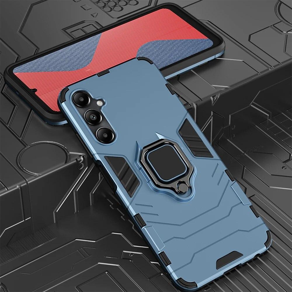 KEYSION Shockproof Armor Case for Samsung A05S A15 A05 Soft Silicone+PC Metal Ring Stand Phone Back Cover for Galaxy A15 A05S 4G