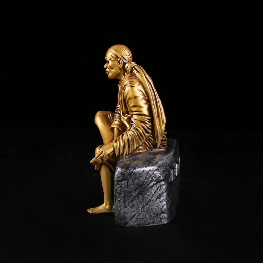 Saibaba Idol Shirdi Sai Baba Statue Sai Baba Idol Murti Religious God Idol for Car Dashboard & Home Decorative Showpiece Gift Item