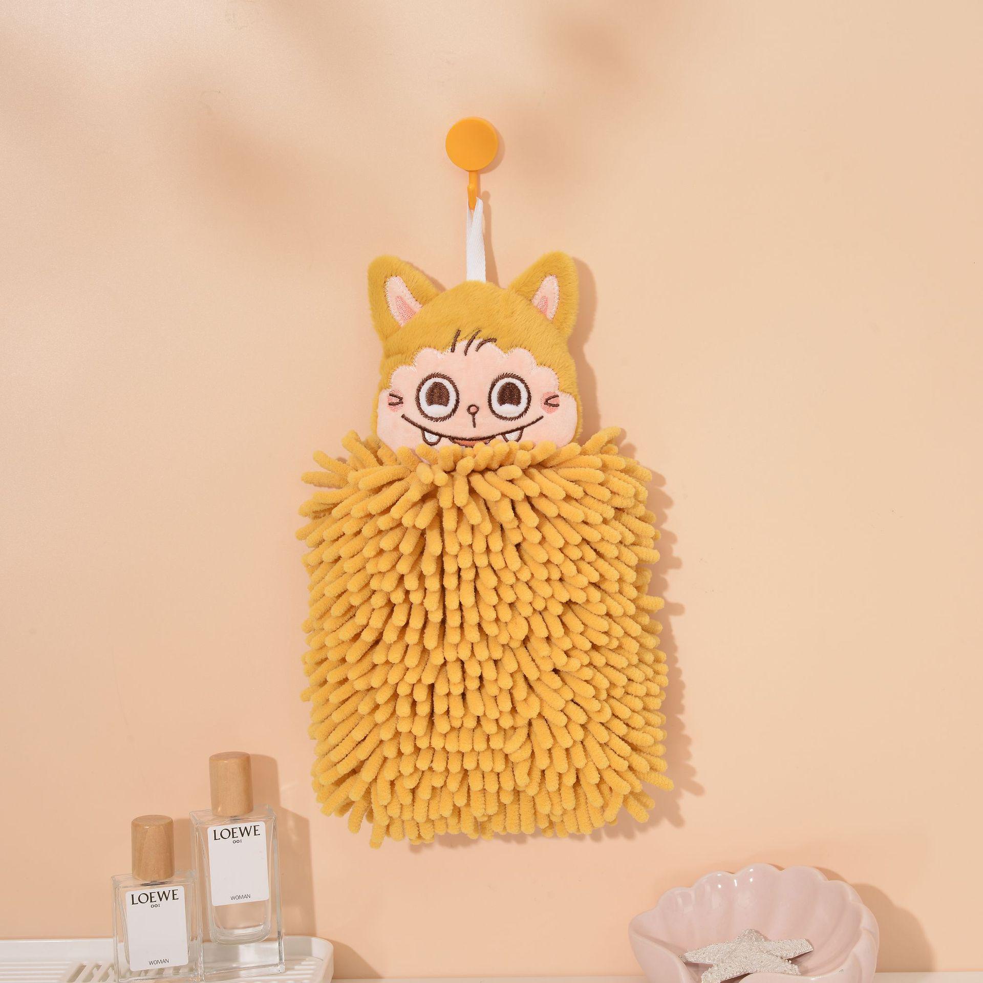 Chenille Cartoon Cat Hanging Hand Towel - Absorbent & Thickened Cloth 20*30CM