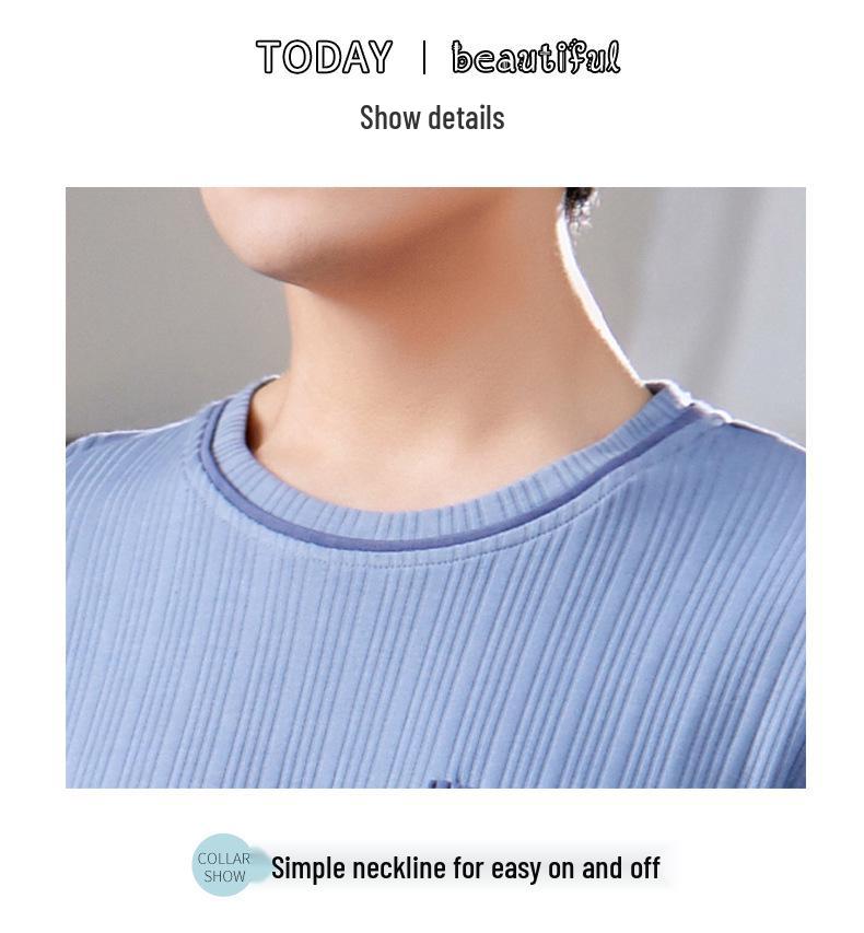 Pánský bavlněný pyžamový set plus size - Podzim/Zima S dlouhým rukávem a kalhotami Domácí oblečení