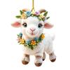 Crown Christmas Sheep Ornament 2D Acrylic Christmas Hanging Ornament  Car Rearview Mirror